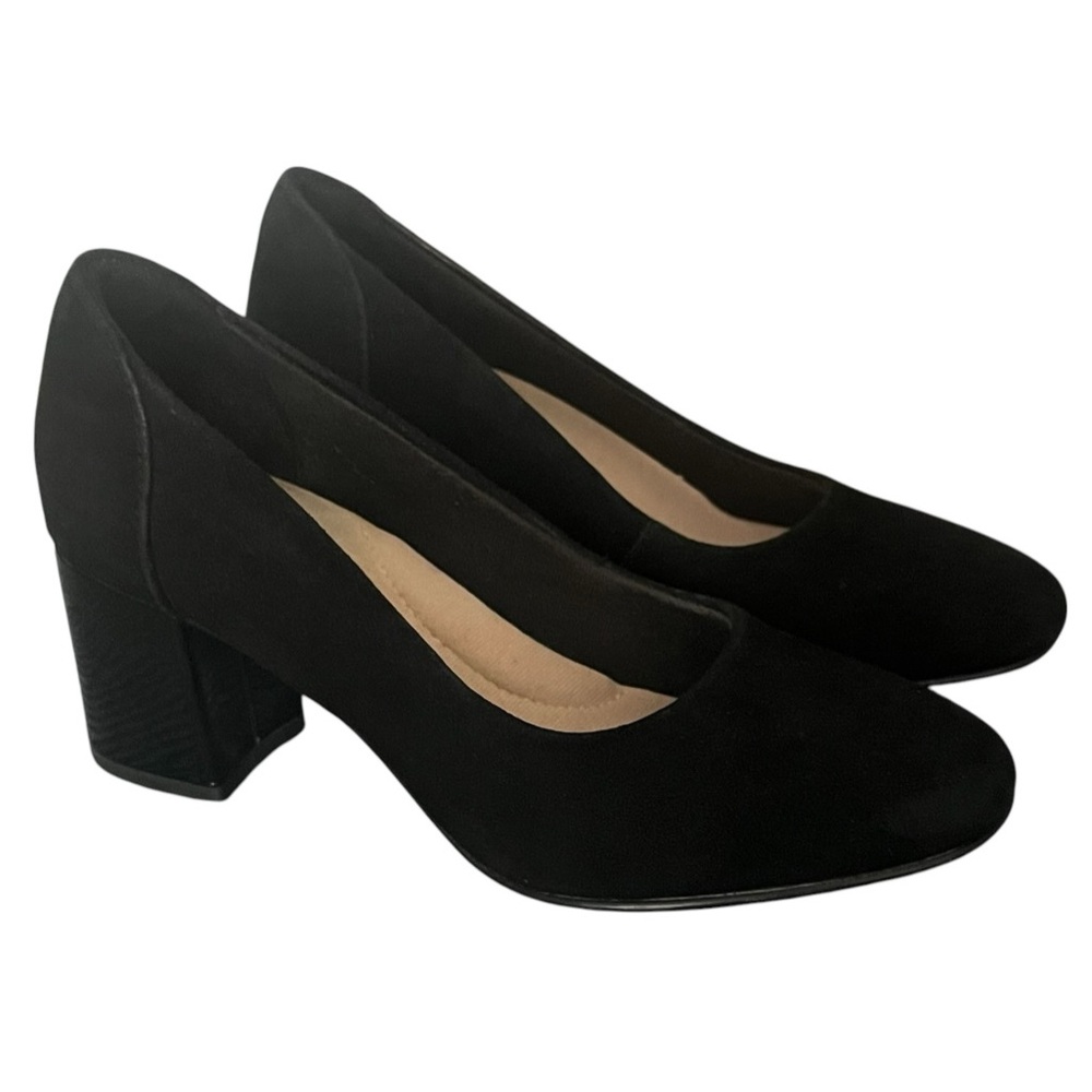 Clark’s Chantelle Ava Block-Heel Suede Pumps Black Size 5 M EUC Style 45254 EUC